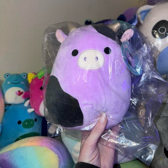 Squishmallow Alexie the cow purple w gold metallic horns RARE 8” plushie kawaii - Picture 8 of 8